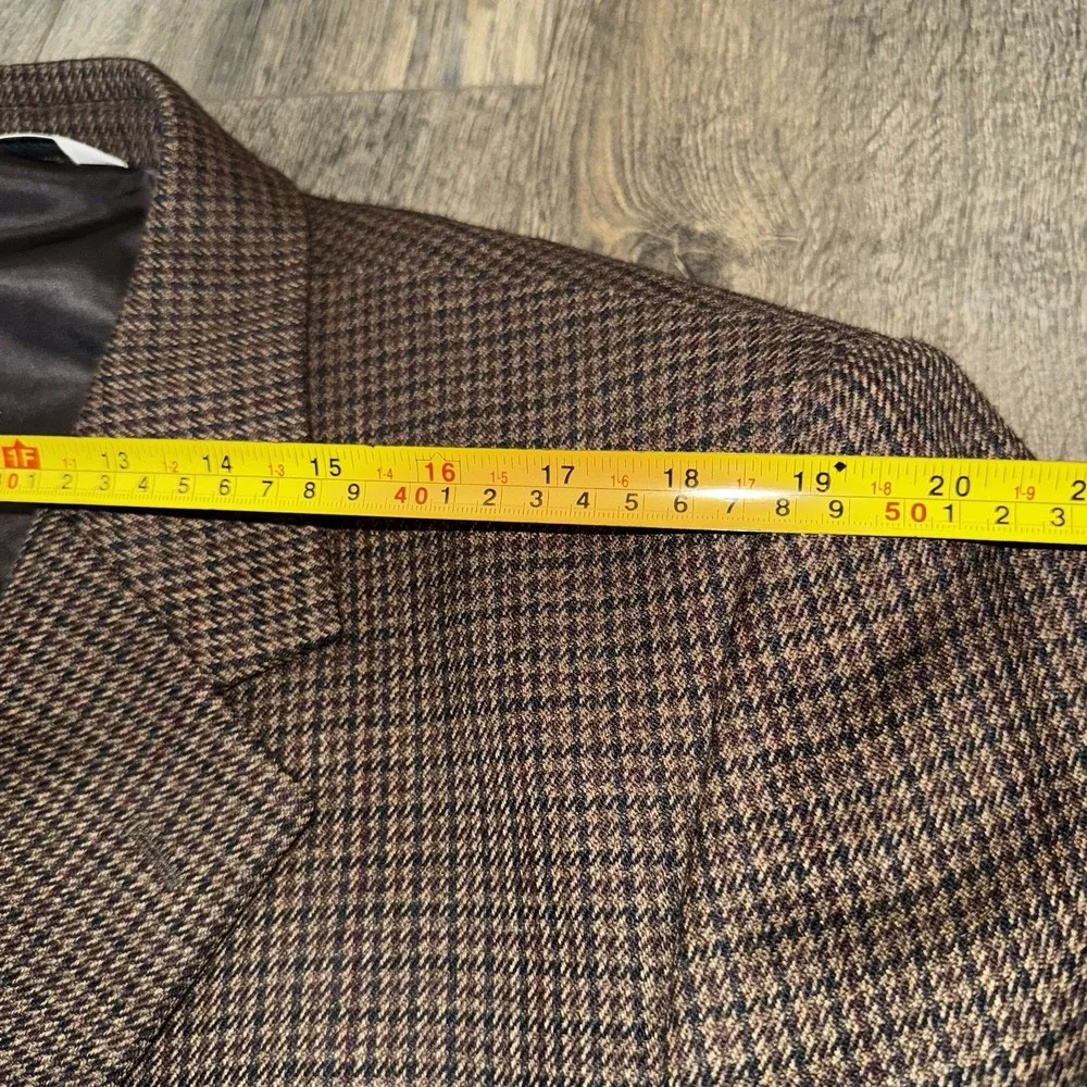 VTG Joseph & Fiess 100% Lambswool Sport Coat Mens 50R Check Blazer Suit Jacket